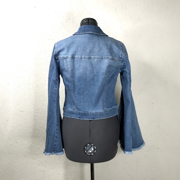 INC Jean Jacket Denim Bell Flare Sleeve Size S - Picture 4 of 8